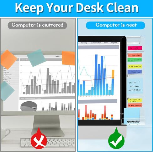 Monitor Memo Board, 2PCS Multifunction Sticky Note Holder for Computer Screen, Acrylic Computer Monitor Memo Board, Office Desk Accessories, Computer Sticky Note Holder with Sticky Notes in Kuwait