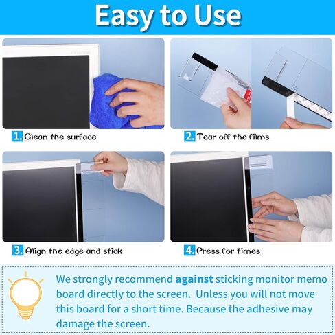 Monitor Memo Board, 2PCS Multifunction Sticky Note Holder for Computer Screen, Acrylic Computer Monitor Memo Board, Office Desk Accessories, Computer Sticky Note Holder with Sticky Notes in Kuwait