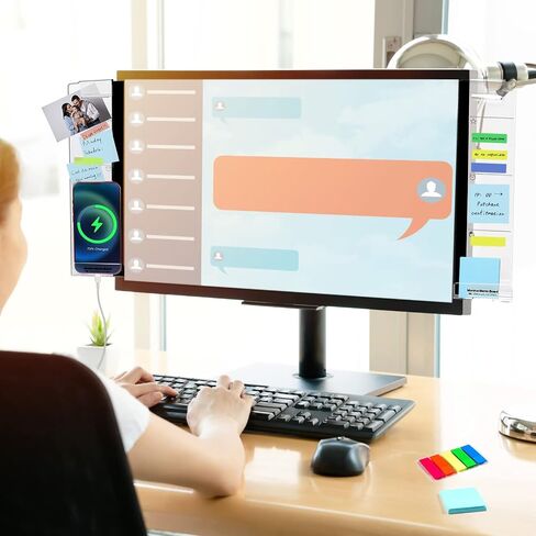 Monitor Memo Board, 2PCS Multifunction Sticky Note Holder for Computer Screen, Acrylic Computer Monitor Memo Board, Office Desk Accessories, Computer Sticky Note Holder with Sticky Notes in Kuwait