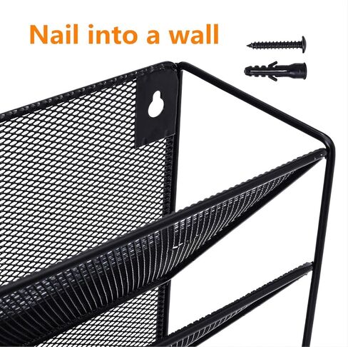 7-Compartment Wall Mounted Hanging File Organizer Cubicle Wall File Holder Vertical Document Organizer for Office Home, Black in Saudi Arabia