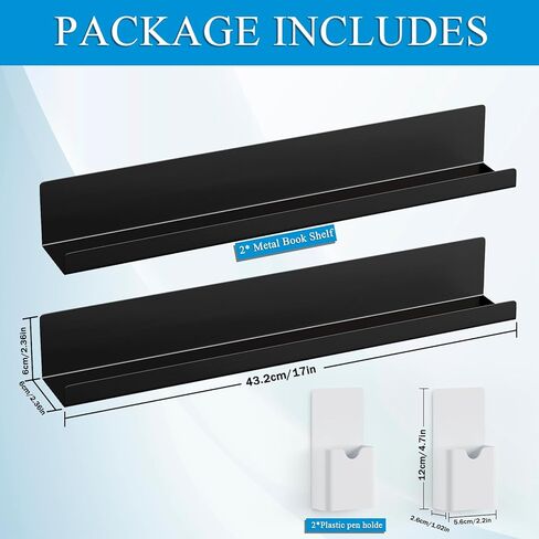 رف الكتب المغناطيسية المعدنية: مجموعة من امتصاصين قويين ، مع حاملي القلم المغناطيسي ، والمنظم المثبت على الحائط الثقيلة للكتب ، والمكاتب ، وغرفة الأطفال ، وتصميم حديث لتوفير الفضاء (شبكة أسود) in Kuwait