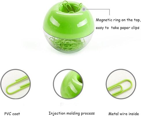 Magnetic Paper Clip Holder, Marble White holder with Gold PaperClips 100pcs 28mm(1.1") Cute Office Supplies for Desk Organizer in Saudi Arabia