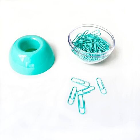 Magnetic Paper Clip Holder, Marble White holder with Gold PaperClips 100pcs 28mm(1.1") Cute Office Supplies for Desk Organizer in Saudi Arabia