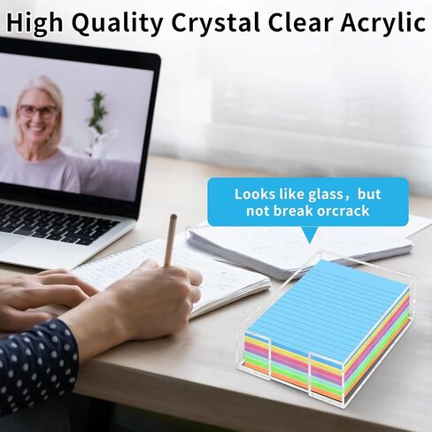 Acrylic Sticky Note Holder - 3 x 3 Inch Post It Note Holder, Crystal Clear Sticky Note Dispenser for Dorm Room Home and Office Acrylic Desk Organizer in Kuwait