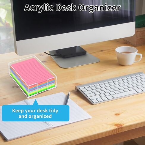 Acrylic Sticky Note Holder - 3 x 3 Inch Post It Note Holder, Crystal Clear Sticky Note Dispenser for Dorm Room Home and Office Acrylic Desk Organizer in Kuwait