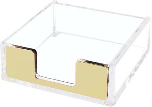NatSumeBasics Gold Sticky Note Holder Clear Acrylic Yellow Post Note Pad Holders Memo Dispenser Case for Desk Office School Aesthetic Supplies Accessories (Pure Gold) in Saudi Arabia
