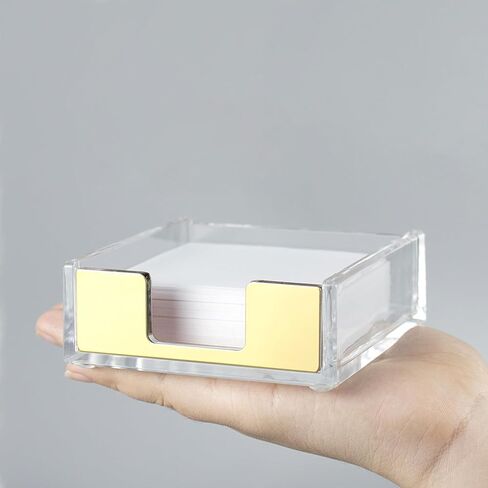 NatSumeBasics Gold Sticky Note Holder Clear Acrylic Yellow Post Note Pad Holders Memo Dispenser Case for Desk Office School Aesthetic Supplies Accessories (Pure Gold) in Saudi Arabia