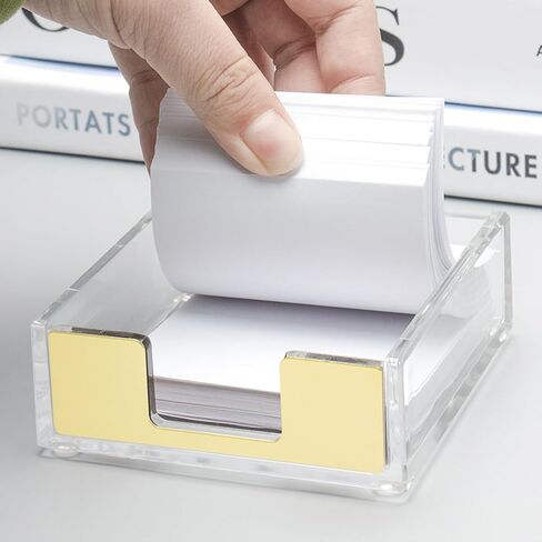 NatSumeBasics Gold Sticky Note Holder Clear Acrylic Yellow Post Note Pad Holders Memo Dispenser Case for Desk Office School Aesthetic Supplies Accessories (Pure Gold) in Saudi Arabia