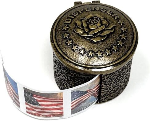 Floral Metal Stamp Coil Dispenser (Holds a Roll of Forever Postage Stamps) Holder in Saudi Arabia