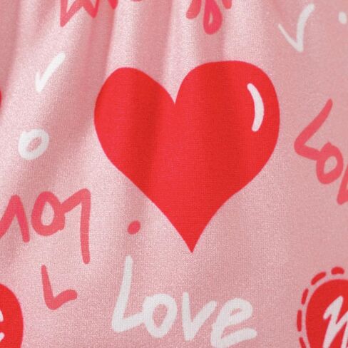 Noubeau My 1st Valentines Day Girl Firm Firm Stups Heart Heart Print Tunic Drees Shirt Stripe Pants Legging Winter in Saudi Arabia
