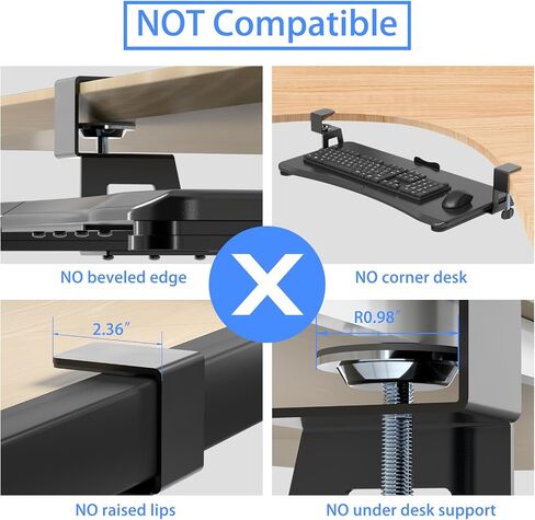 suptek Small Keyboard Tray Under Desk Pull Out with C Clamp Mount, Computer Keyboard & Mouse Tray, 20 (24.2 Including Clamps) x 11.8 inch Slide-Out Platform Computer Drawer for Typing, Black, DSF1S in Kuwait