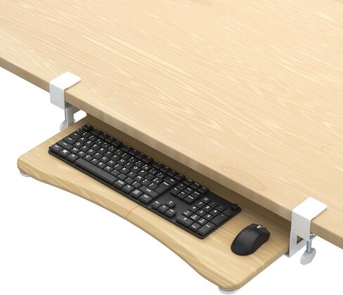 suptek Small Keyboard Tray Under Desk Pull Out with C Clamp Mount, Computer Keyboard & Mouse Tray, 20 (24.2 Including Clamps) x 11.8 inch Slide-Out Platform Computer Drawer for Typing, Black, DSF1S in Kuwait