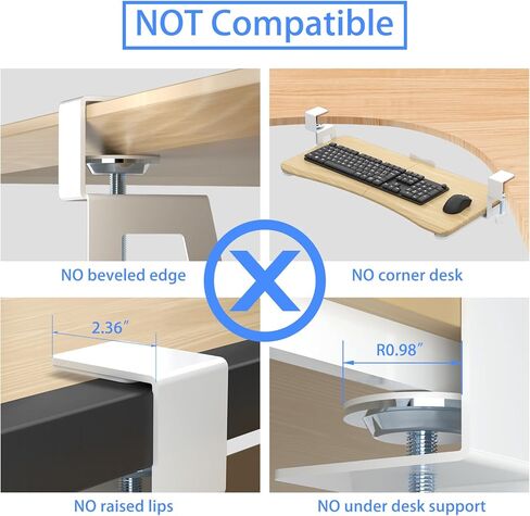 suptek Small Keyboard Tray Under Desk Pull Out with C Clamp Mount, Computer Keyboard & Mouse Tray, 20 (24.2 Including Clamps) x 11.8 inch Slide-Out Platform Computer Drawer for Typing, Black, DSF1S in Kuwait