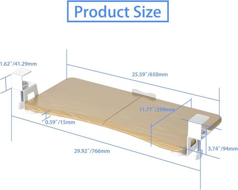 suptek Small Keyboard Tray Under Desk Pull Out with C Clamp Mount, Computer Keyboard & Mouse Tray, 20 (24.2 Including Clamps) x 11.8 inch Slide-Out Platform Computer Drawer for Typing, Black, DSF1S in Kuwait