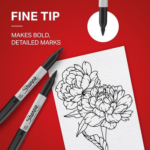 Sharpie Permanent Markers Set, Quick Drying And Fade Resistant Fine Tip Marker For Wood, Plastic, Paper, Metal, And More, Drawing, Coloring, And Poster Marker , Black, 5 Count in Saudi Arabia
