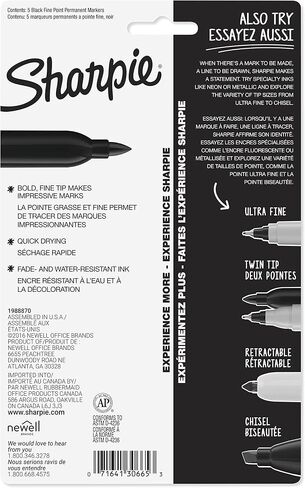 Sharpie Permanent Markers Set, Quick Drying And Fade Resistant Fine Tip Marker For Wood, Plastic, Paper, Metal, And More, Drawing, Coloring, And Poster Marker , Black, 5 Count in Saudi Arabia