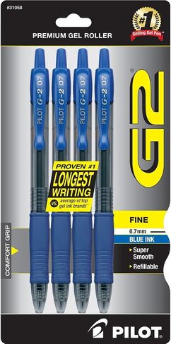 Pilot ، G2 Premium Gel Roller Pens ، Fine Point 0.7 مم ، أسود ، حزمة 4 in Saudi Arabia
