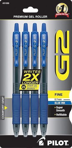 Pilot ، G2 Premium Gel Roller Pens ، Fine Point 0.7 مم ، أسود ، حزمة 4 in Saudi Arabia