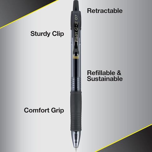 Pilot, G2 Premium Gel Roller Pens, Fine Point 0.7 mm, Black, Pack of 4 in Saudi Arabia