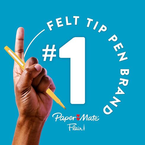 Paper Mate Flair Felt Tip Pens, Medium Point (0.7mm), Assorted Colors, 1 Pack of 12 in Kuwait