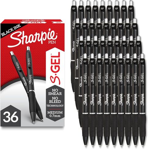 Sharpie S-Gel, Gel Pens, Drawing Pens, Gel Ink Pens For Journaling, Writing Pens, Coloring Pens, Medium Point Pens (0.7Mm), Black Ink Gel Pen, 36 Count in Saudi Arabia