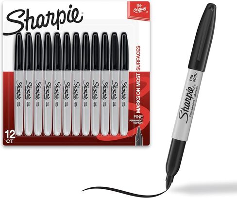 Sharpie Permanent Markers Set, Quick Drying And Fade Resistant Fine Tip Marker For Wood, Plastic, Paper, Metal, And More, Drawing, Coloring, And Poster Marker , Black, 5 Count in Saudi Arabia