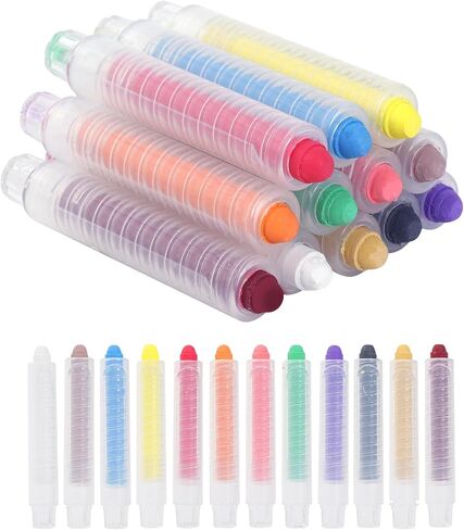 Dustless Chalk, Colored Chalk, for Painting, Blackboard Writing, Office 12 Pcs Color 1 in Kuwait