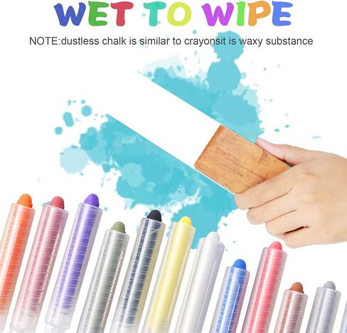 Dustless Chalk, Colored Chalk, for Painting, Blackboard Writing, Office 12 Pcs Color 1 in Kuwait