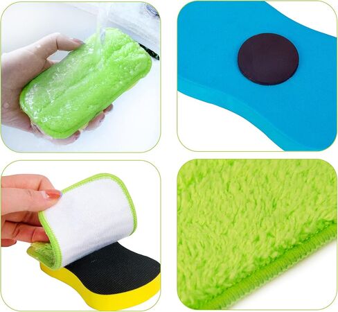 2 Packs Chalkboard Eraser - Washable Reusable Microfiber Eraser Cleaning Chalk/Markers/Duster Tool in Home Classroom Office Attached 2 Pcs Microfiber Cloth WP03 in Saudi Arabia