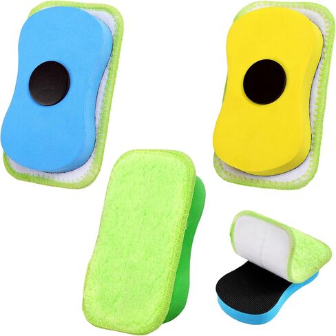 2 Packs Chalkboard Eraser - Washable Reusable Microfiber Eraser Cleaning Chalk/Markers/Duster Tool in Home Classroom Office Attached 2 Pcs Microfiber Cloth WP03 in Saudi Arabia