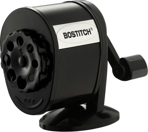 Bostitch Office Wall Mount Manual Pencil Sharpener, Tip Saver, 8 Hole Dial, 6X Longer Cutter Life, Vertical or Horizontal Mounting Black (MPS1-BLK) in Saudi Arabia