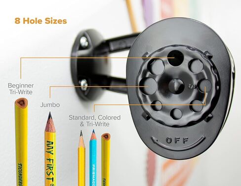 Bostitch Office Wall Mount Manual Pencil Sharpener, Tip Saver, 8 Hole Dial, 6X Longer Cutter Life, Vertical or Horizontal Mounting Black (MPS1-BLK) in Saudi Arabia