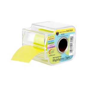 Lee Products Removable Wide Highlighter Note Tape with Dispenser, 1-7/8 X 393 in, Yellow (13150)