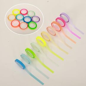 10 Rolls Highlighter Tape Removable Transparent Colorful Marking Sticker Neon Fluorescent Strips for Home Office School Supplies for College Students Back to School Supplies (0.6 x 50 cm, 10 Color)