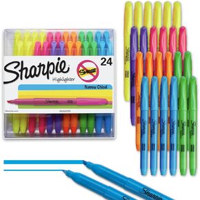 Sharpie Pocket Highlighters, Chisel Tip Highlighter Marker Set, Office Supplies And Classroom Supplies, Assorted Colors, 24 Count