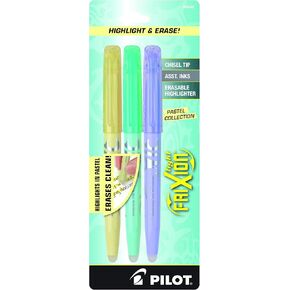 Pilot, FriXion Light Pastel Erasable Highlighters, Chisel Tip, Pack of 5, Pastel Blue, Pink, Yellow, Green & Purple