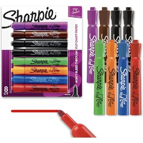 SHARPIE Flip Chart Markers, Bullet Tip, Assorted Colors, 8 Pack, Low-Odor, Squeak-Free