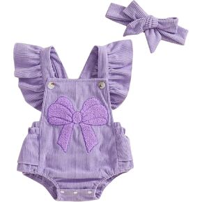 Newborn Girl Romper Summer Embroidered Jumpsuit With Bow Headband Infant Baby Girl Valentines Day Outfit