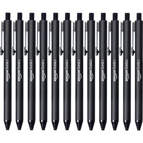 Amazon Basics Black Ballpoint Pens for Smooth Writing, Retractable, 12-Pack