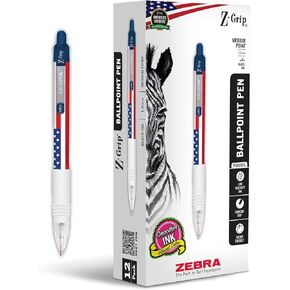 Zebra Pen, bulk pack of 24 BLACK & RED ink pens, Z-Grip Retractable ballpoint pens Medium point 1.0 mm (Black)