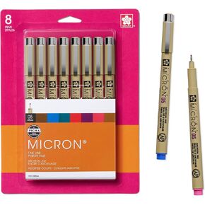 Sakura Pigma Micron Fineliner Abs - أرشيف أسود ، أقلام الحبر الملونة للكتابة ، الرسم ، اليومية - حجم 05 نقطة - 8 حزمة