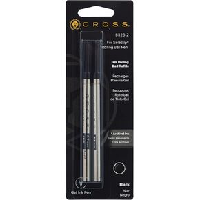 Cross Selectip Gel Rollerball Pen Refill, Medium Point, Black, 2-Pack (8523-2)