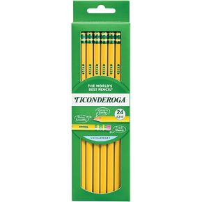 Ticonderoga Wood-Cased Pencils, Unsharpened, 2 HB Soft, Yellow, 24 Count