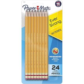 Paper Mate EverStrong #2 Pencils, Reinforced, Break-Resistant Lead When Writing, 24-Pack