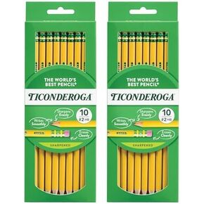 Ticonderoga Wood-Cased Pencils, Pre-Sharpened, 2 HB Soft, Yellow, 10 Count