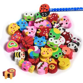 35PCS Fun Animal Fruit Pencil Topper Erasers for Kids Bulk,Cute Top Erasers Caps for Pencil,Back to School Party Gifts (Pattern Random)