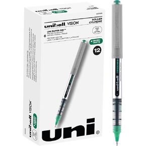 Uni -Ball Vision Rollerball Les ، حزمة أقلام سوداء تتكون من 12 - 0.7 ملم نقطة غرامة حبر أسود - قلم مدرس ، أقلام اليابانية ، أقلام الكتابة ، أقلام اليومية ، المدارس واللوازم المكتبية