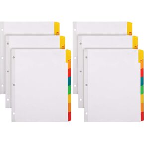 Oxford Write and Erase Binder Dividers, Durable Tabs for 3 Ring Binder, 8 Tab, Write On Tabs, Erasable Dividers, White, Multicolor Tabs, 6 Sets (89991)