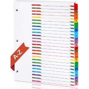 Alphabet Binder Dividers for 3 Ring Binder, COIDEA A-Z Dividers for 3 Ring Binder, Multicolor A-Z Binder Dividers with Customizable Table of Contents Page, ABC Alphabet Tabs for School Office
