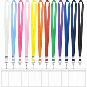 12 Pack Cruise Lanyard with ID Card Holder, Durable Lanyard with Waterproof ID Badge Holder Cruise Lanyards for ID Badges Ship Cards Carnival Sail Keys (12 Colors)